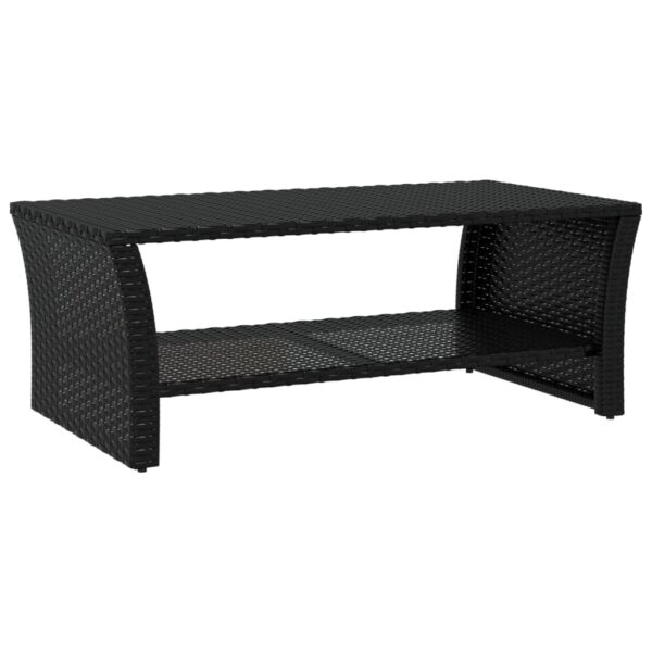 vidaXL Coffee Table Black 39.4"x19.7"x15.7" Poly Rattan - Image 2