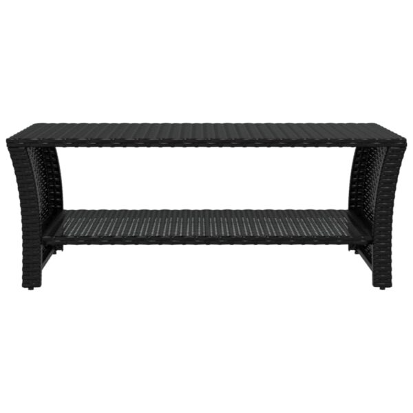 vidaXL Coffee Table Black 39.4"x19.7"x15.7" Poly Rattan - Image 3