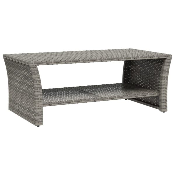 vidaXL Coffee Table Gray 39.4"x19.7"x15.7" Poly Rattan - Image 2