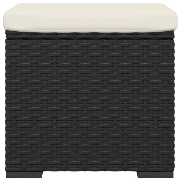 vidaXL Ottoman with Cushion Black 15.7"x11.8"x15.7" Poly Rattan - Image 4