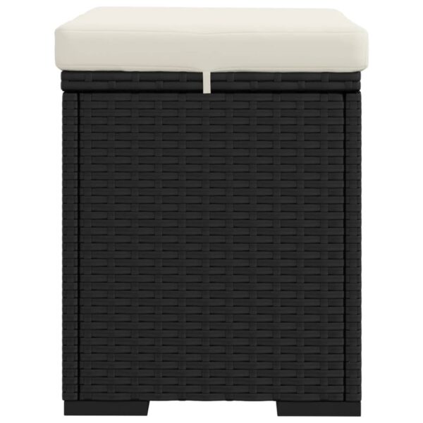 vidaXL Ottoman with Cushion Black 15.7"x11.8"x15.7" Poly Rattan - Image 6