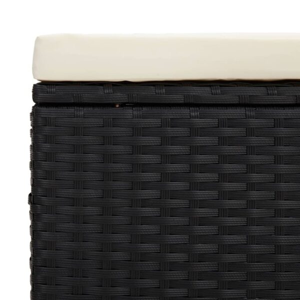 vidaXL Ottoman with Cushion Black 15.7"x11.8"x15.7" Poly Rattan - Image 7