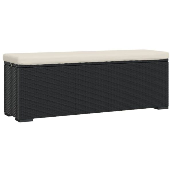 vidaXL Ottoman Bench with Cushion Black 43.3"x11.8"x15.7" Poly Rattan - Image 2