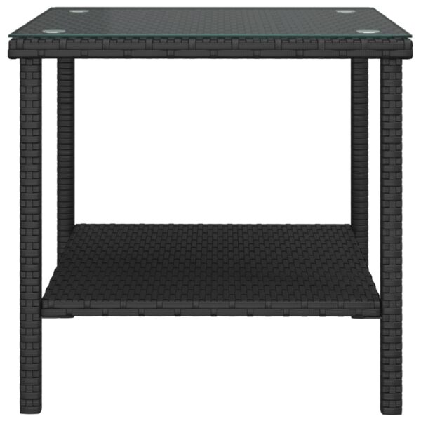 vidaXL Side Table Black 17.7"x17.7"x17.7" Poly Rattan and Tempered Glass - Image 4