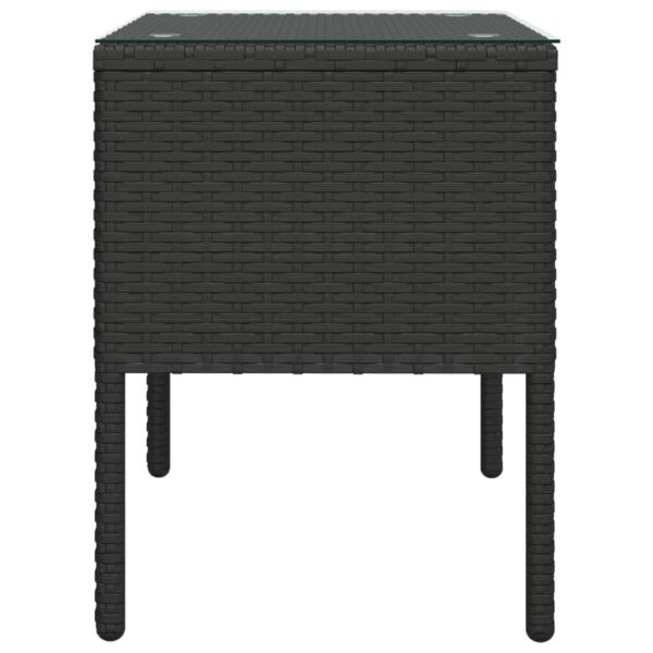 vidaXL Side Table Black 20.9"x14.6"x18.9" Poly Rattan and Tempered Glass - Image 4