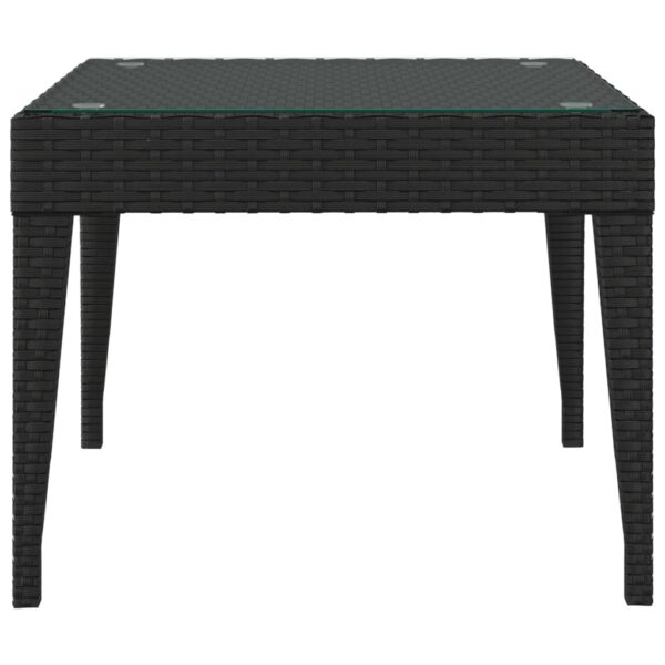 vidaXL Side Table Black 19.7"x19.7"x15" Poly Rattan and Tempered Glass - Image 3