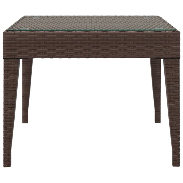 vidaXL Side Table Brown 19.7"x19.7"x15" Poly Rattan and Tempered Glass - Image 3