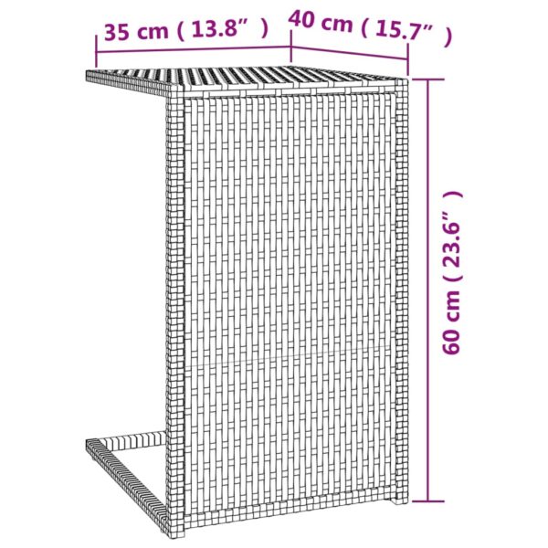 vidaXL C Table Brown 15.7"x13.8"x23.6" Poly Rattan - Image 7