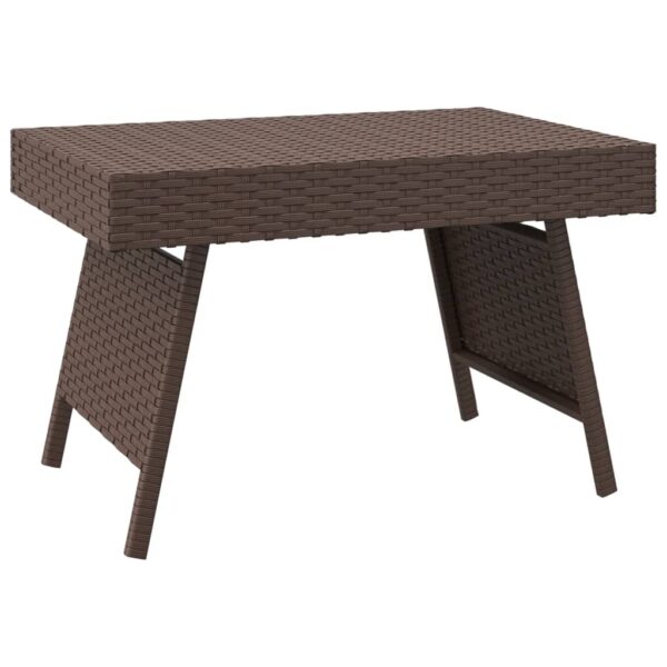 vidaXL Foldable Side Table Brown 23.6"x15.7"x15" Poly Rattan - Image 2