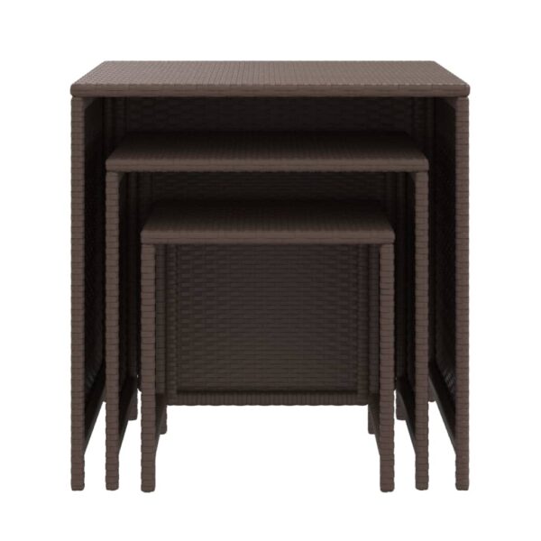 vidaXL Nesting Tables 3 pcs Brown Poly Rattan - Image 4