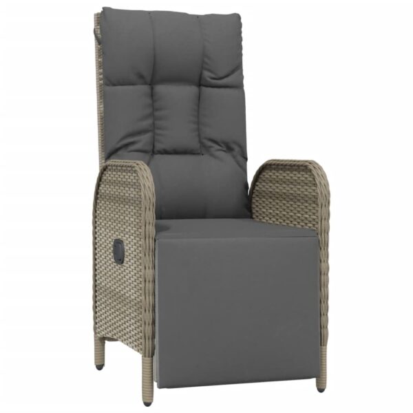 vidaXL Patio Reclining Chairs with Cushions 2 pcs Poly Rattan Gray - Image 3