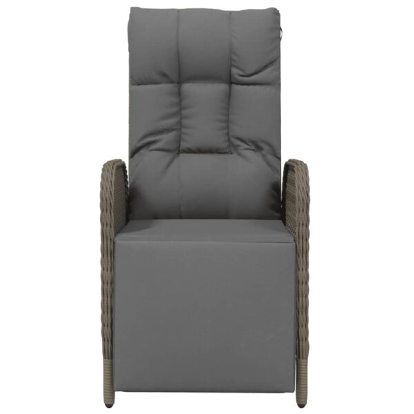 vidaXL Patio Reclining Chairs with Cushions 2 pcs Poly Rattan Gray - Image 5