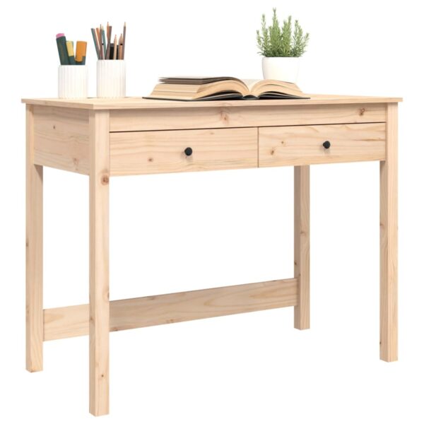 vidaXL Desk with Drawers 39.4"x19.7"x30.7" Solid Wood Pine - Image 4