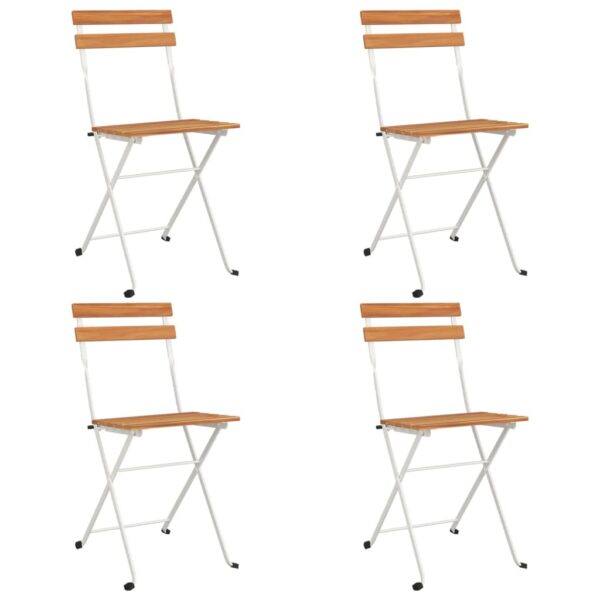 vidaXL Folding Bistro Chairs 4 pcs Solid Wood Acacia and Steel - Image 2