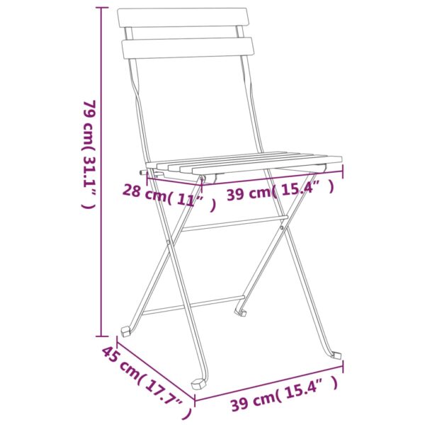 vidaXL Folding Bistro Chairs 4 pcs Solid Wood Acacia and Steel - Image 9