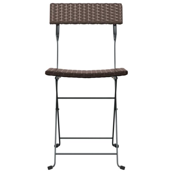 vidaXL Folding Bistro Chairs 2 pcs Brown Poly Rattan and Steel - Image 4