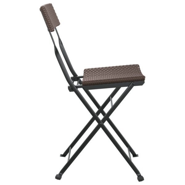 vidaXL Folding Bistro Chairs 2 pcs Brown Poly Rattan and Steel - Image 5