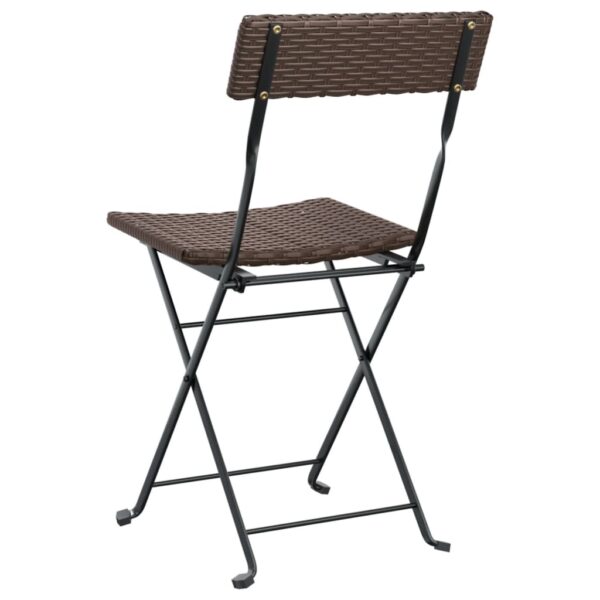 vidaXL Folding Bistro Chairs 2 pcs Brown Poly Rattan and Steel - Image 6