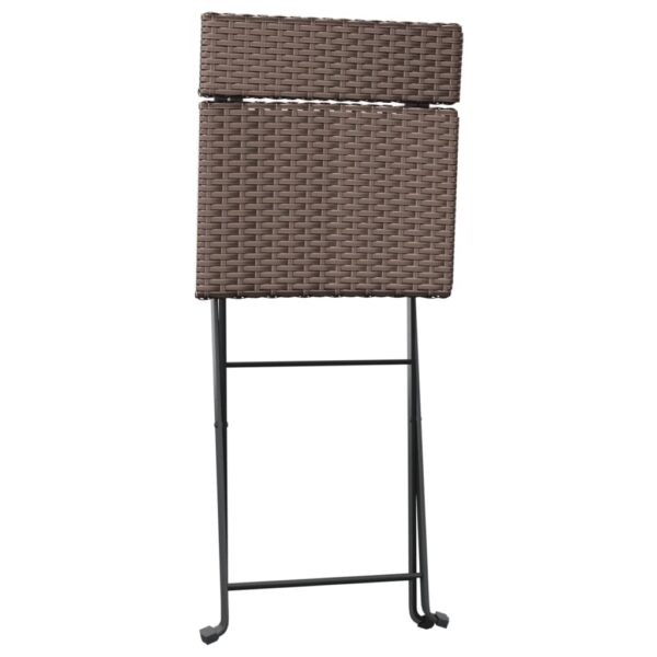 vidaXL Folding Bistro Chairs 2 pcs Brown Poly Rattan and Steel - Image 7