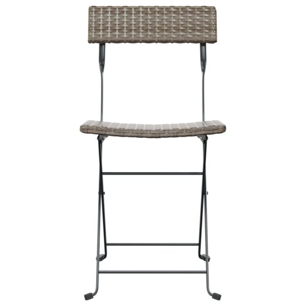 vidaXL Folding Bistro Chairs 2 pcs Gray Poly Rattan and Steel - Image 4