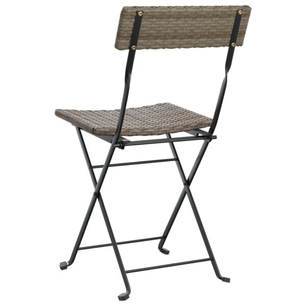 vidaXL Folding Bistro Chairs 2 pcs Gray Poly Rattan and Steel - Image 6