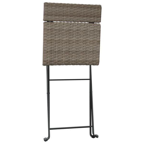 vidaXL Folding Bistro Chairs 2 pcs Gray Poly Rattan and Steel - Image 7