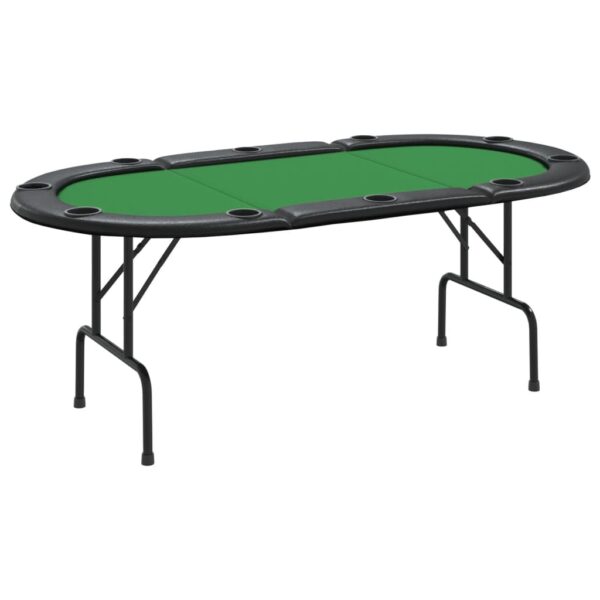 vidaXL 10-Player Folding Poker Table Green 81.1"x41.7"x29.5" - Image 2