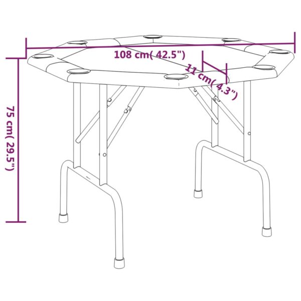 vidaXL 8-Player Folding Poker Table Green 42.5"x42.5"x29.5" - Image 6