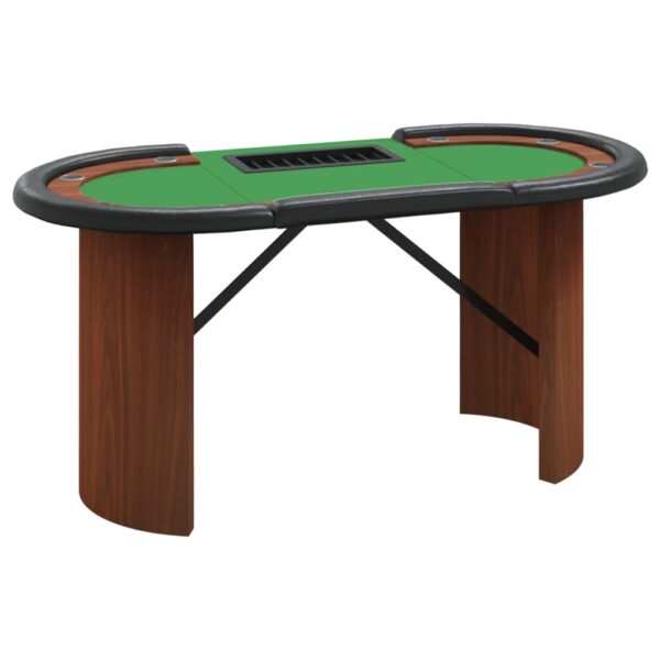 vidaXL 10-Player Poker Table with Chip Tray Green 63"x31.5"x29.5" - Image 2