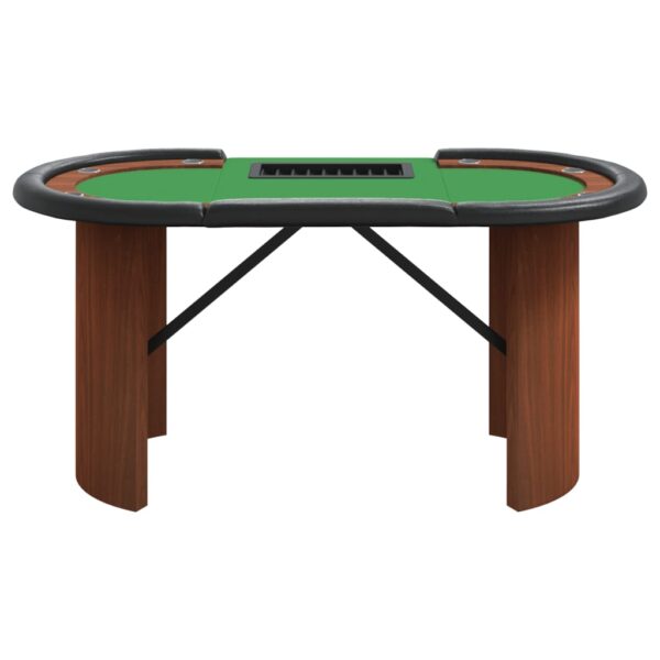 vidaXL 10-Player Poker Table with Chip Tray Green 63"x31.5"x29.5" - Image 3