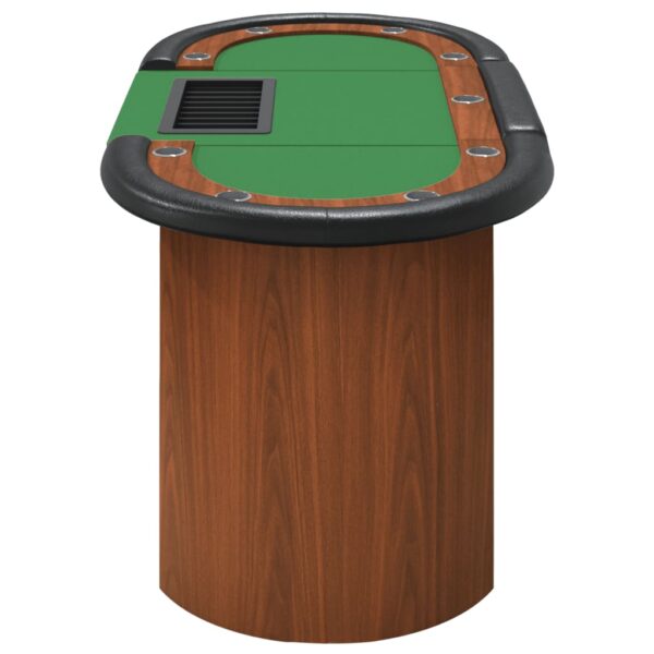 vidaXL 10-Player Poker Table with Chip Tray Green 63"x31.5"x29.5" - Image 4