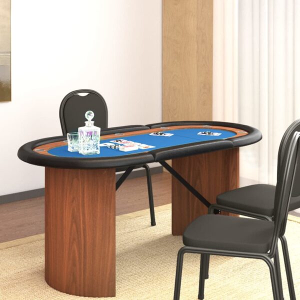 vidaXL 10-Player Poker Table Blue 63"x31.5"x29.5"