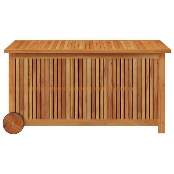 vidaXL Patio Storage Box with Wheels 44.5"x19.7"x22.8" Solid Wood Acacia - Image 4