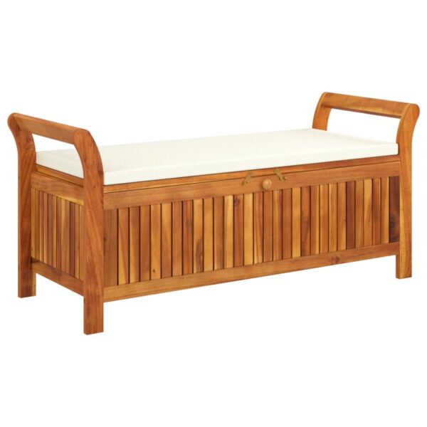 vidaXL Patio Storage Bench with Cushion 49.6" Solid Wood Acacia - Image 2