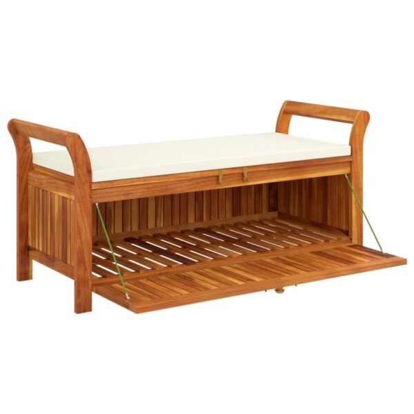 vidaXL Patio Storage Bench with Cushion 49.6" Solid Wood Acacia - Image 4