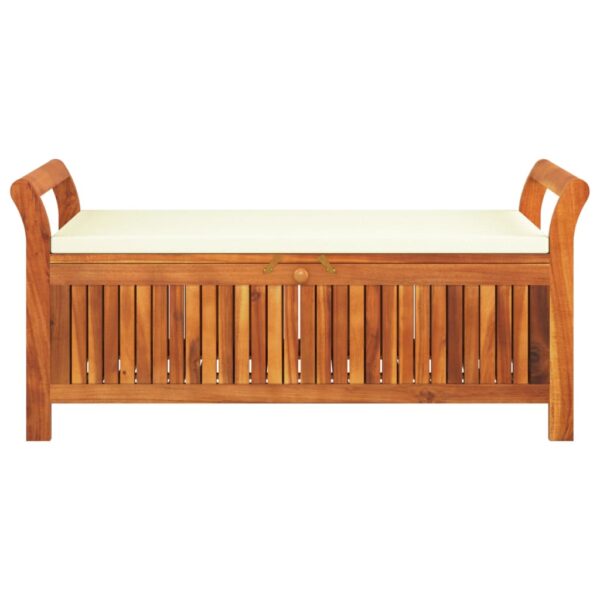 vidaXL Patio Storage Bench with Cushion 49.6" Solid Wood Acacia - Image 5