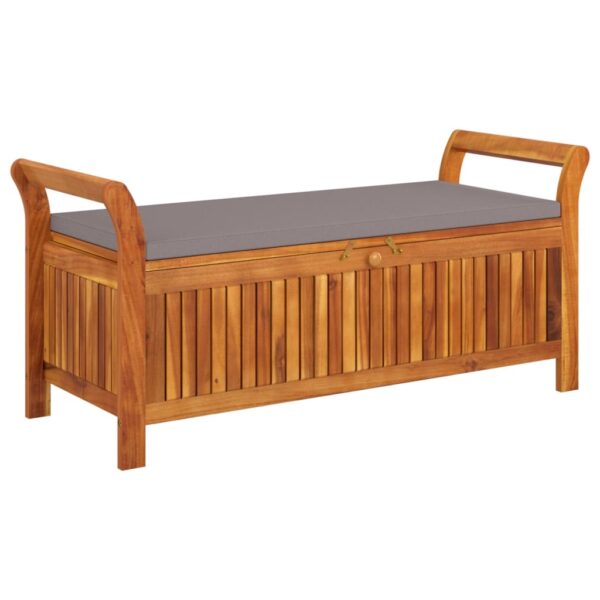 vidaXL Patio Storage Bench with Cushion 49.6" Solid Wood Acacia - Image 2