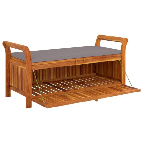 vidaXL Patio Storage Bench with Cushion 49.6" Solid Wood Acacia - Image 4