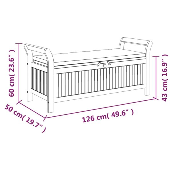 vidaXL Patio Storage Bench with Cushion 49.6" Solid Wood Acacia - Image 10