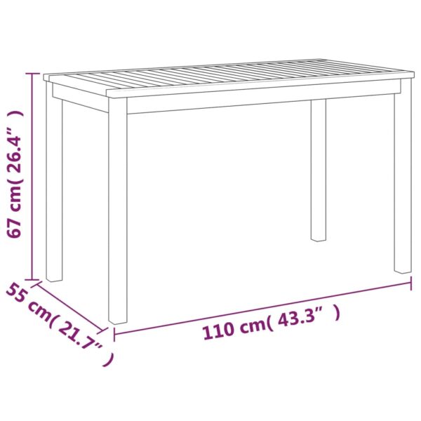 vidaXL Patio Table 43.3"x21.7"x26.4" Solid Wood Acacia - Image 7