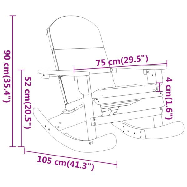 vidaXL Adirondack Rocking Chair with Cushions Solid Wood Acacia - Image 7