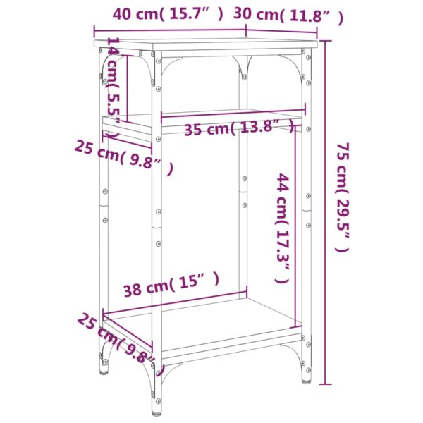 vidaXL Side Table Smoked Oak 15.7"x11.8"x29.5" Engineered Wood - Image 10