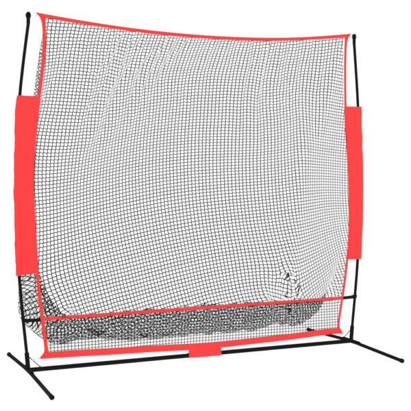 vidaXL Portable Baseball Net Black and Red 84.6"x42.1"x85" Polyester - Image 2