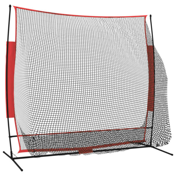 vidaXL Portable Baseball Net Black and Red 84.6"x42.1"x85" Polyester - Image 5