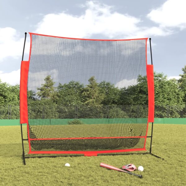 vidaXL Portable Baseball Net Black and Red 84.6"x42.1"x85" Polyester