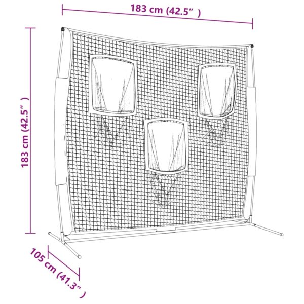 vidaXL Portable Baseball Net Black and Red 72"x41.3"x72" Polyester - Image 8