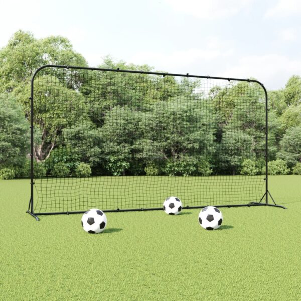 vidaXL Football Rebounder Net Black 144.1"x35.4"x72" HDPE