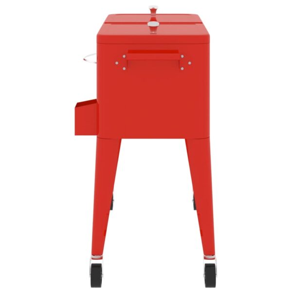 vidaXL Cooler Cart with Wheels Red 36.2"x16.9"x35" - Image 5