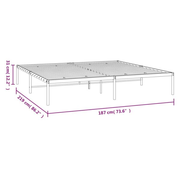 vidaXL Metal Bed Frame Black 72"x83.9" California King - Image 8