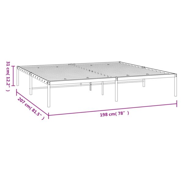 vidaXL Metal Bed Frame Black 76"x79.9" King - Image 8